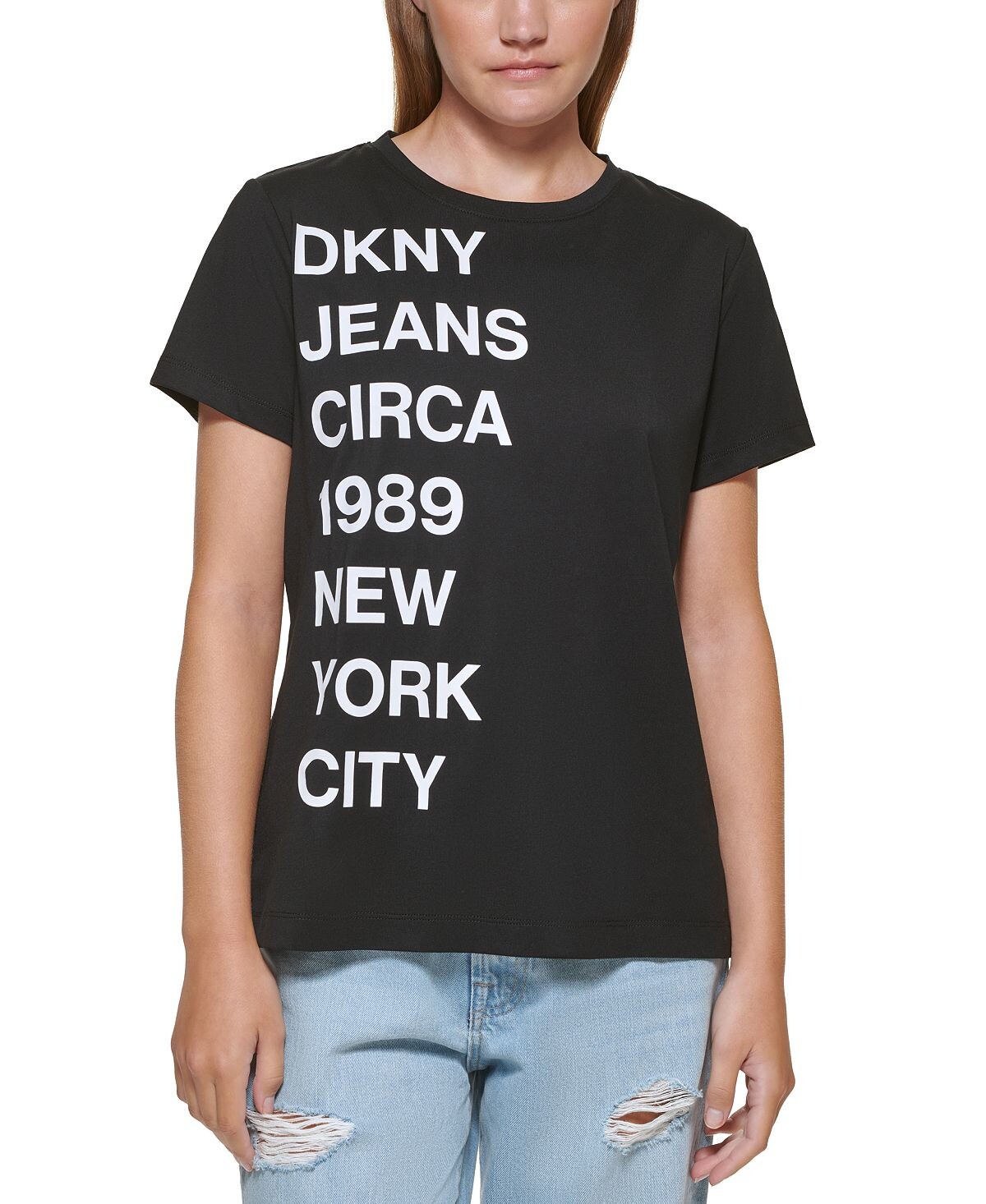 

Футболка с логотипом 1989 г. DKNY Jeans, черно-белый