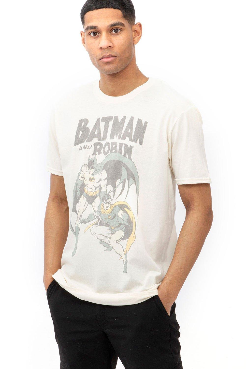 Винтажная хлопковая футболка «Бэтмен и Робин» DC Comics, бежевый