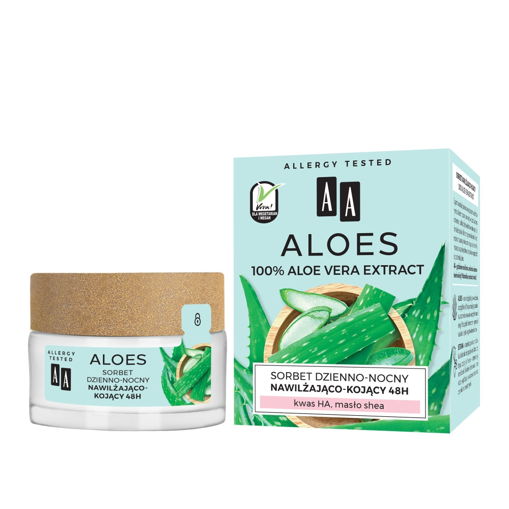 AA Aloe 100% Aloe Vera Extract Hydro сорбет день-ночь 48 часов увлажняющий и успокаивающий 50мл