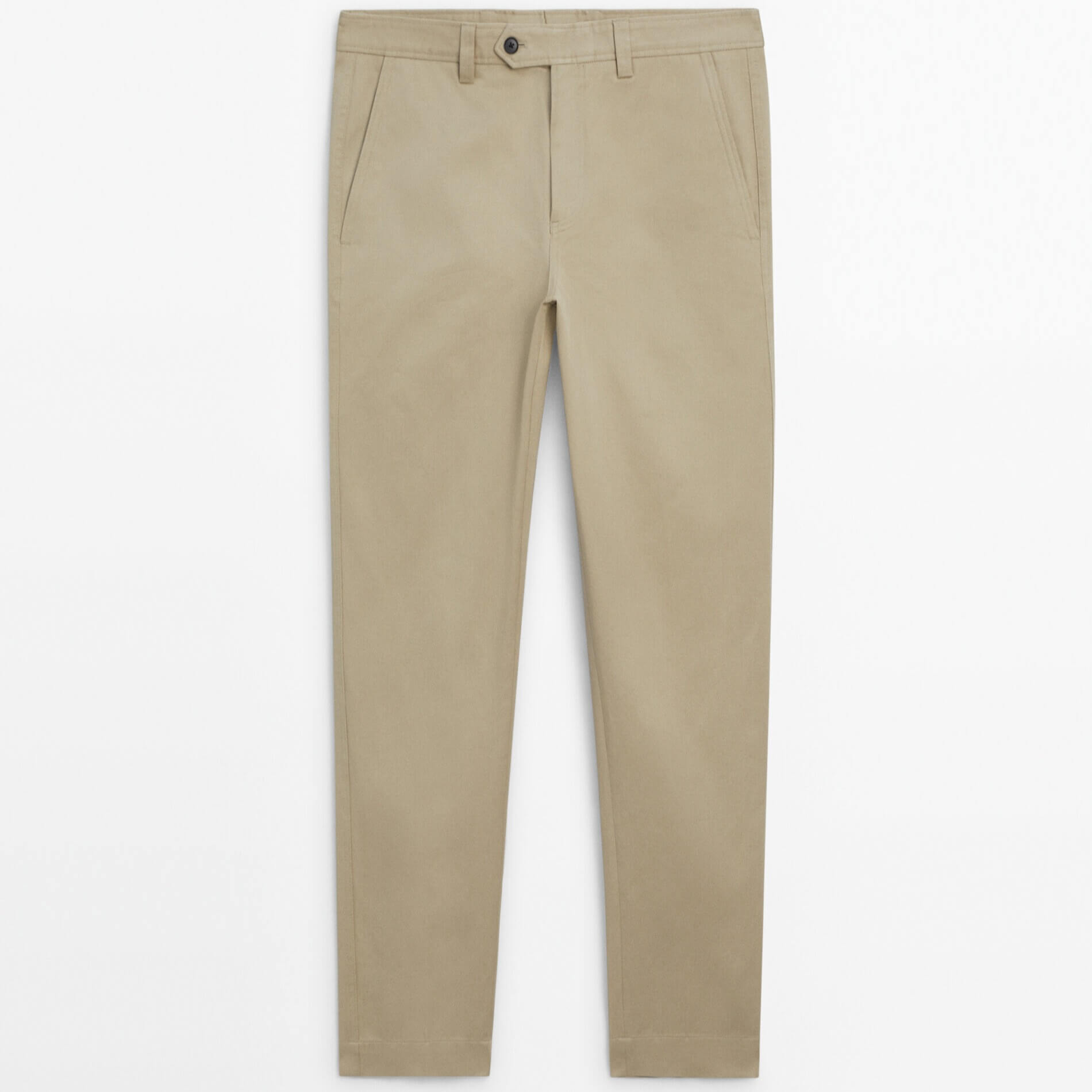 цена Брюки Massimo Dutti Relaxed Fit Belted Chino, бежевый