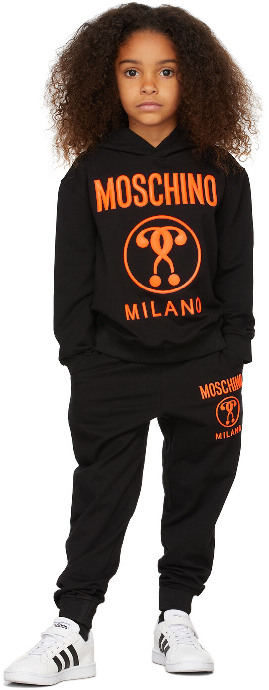 

Детский черный спортивный костюм с логотипом Moschino