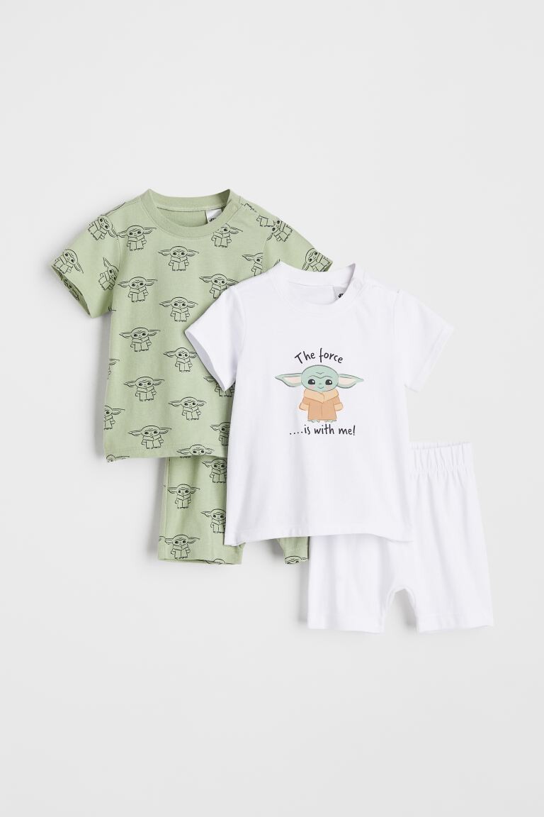 

2 пижамы с принтом H&M, зеленый/мандалорец