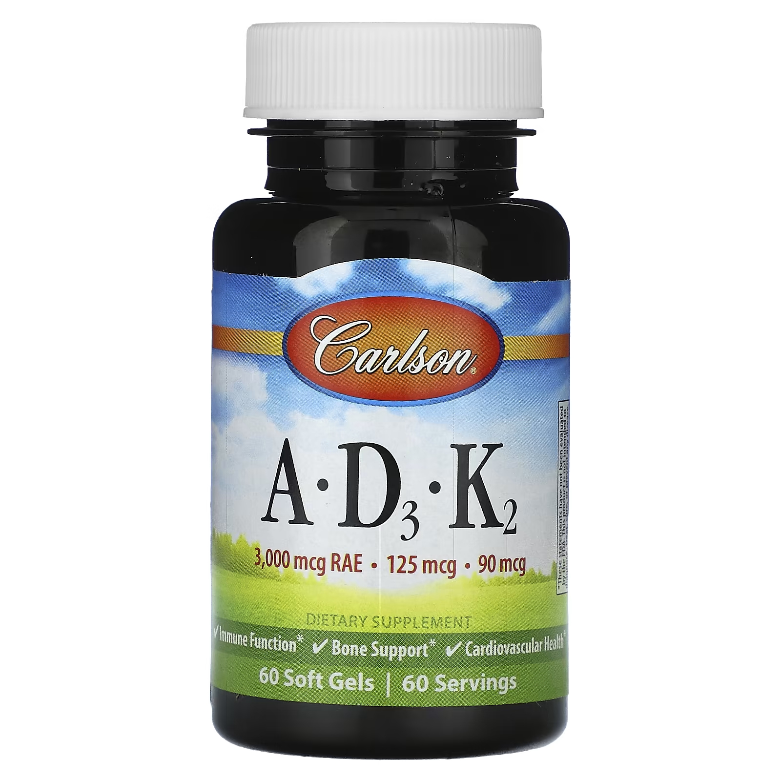 Витамины A - D3 - K2 Carlson, 60 мягких таблеток carlson витамины a и d 300 мягких таблеток