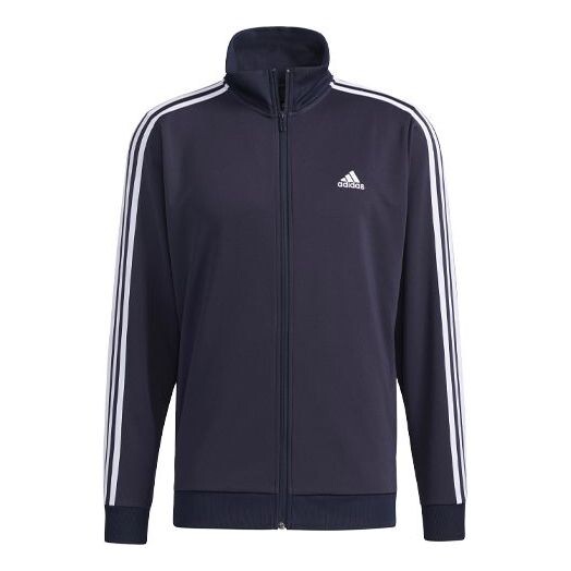 Куртка adidas Stripe Stand Collar Zipper Breathable Sports Jacket Blue, синий