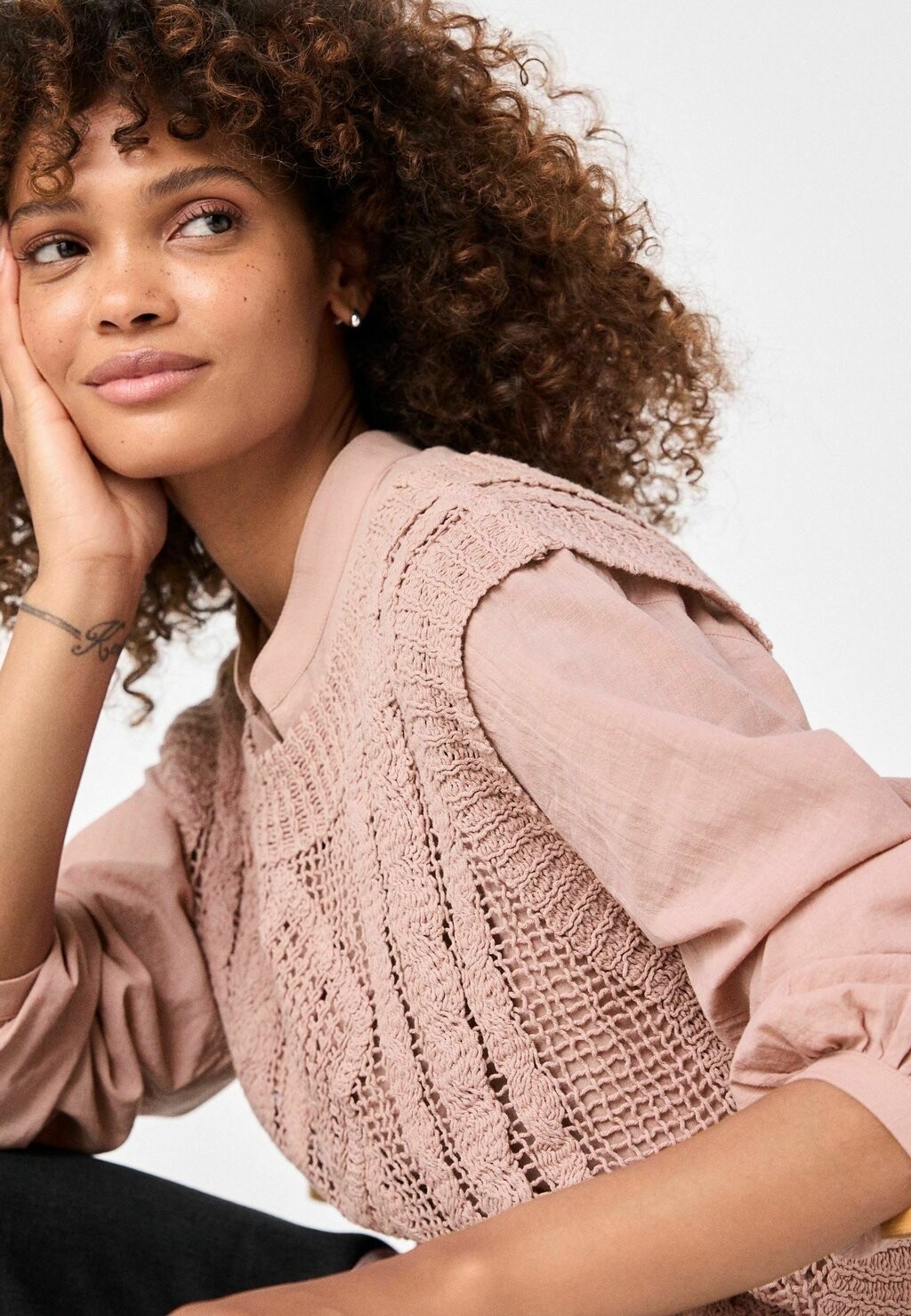 

Рубашка-блузка 2-IN-1 OPEN STITCH LAYER REGULAR FIT Next, розовый