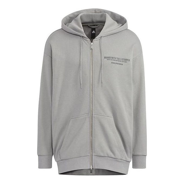 Толстовка Men's adidas Alphabet Printing Pattern Drawstring Hooded Long Sleeves Jacket Light Grey, серый
