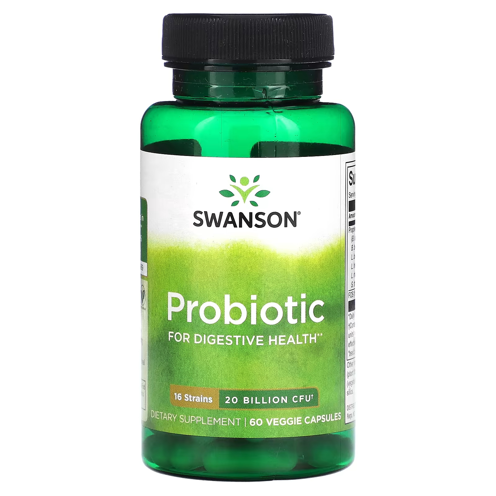 Пробиотик, 20 миллиардов КОЕ, 60 растительных капсул Swanson