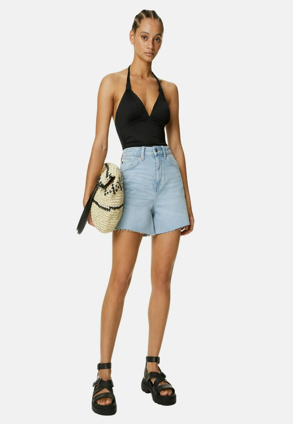

Купальник Padded Ruched Halterneck Plunge Marks & Spencer, черный