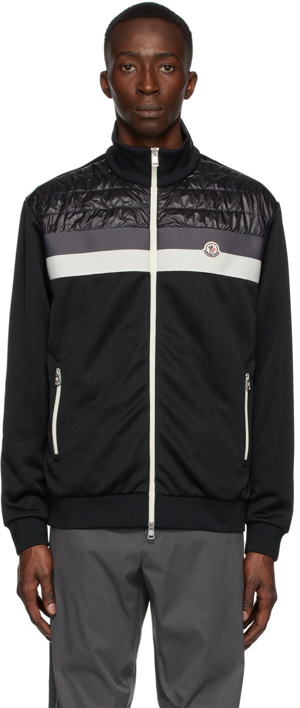 

Черная утепленная куртка смешанного типа с 3 полосками Moncler, Черный