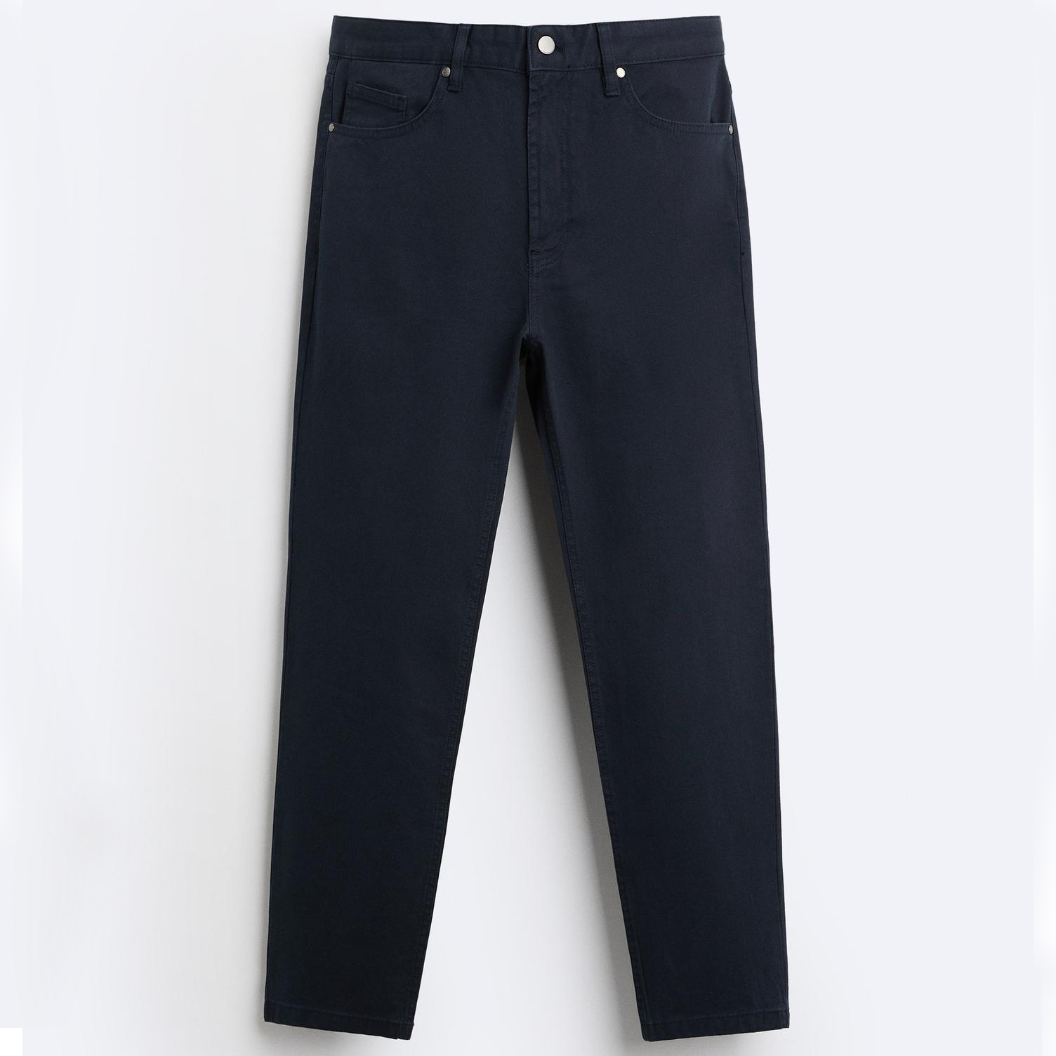 Брюки Zara Straight-leg, темно-синий брюки topman straight leg темно серый