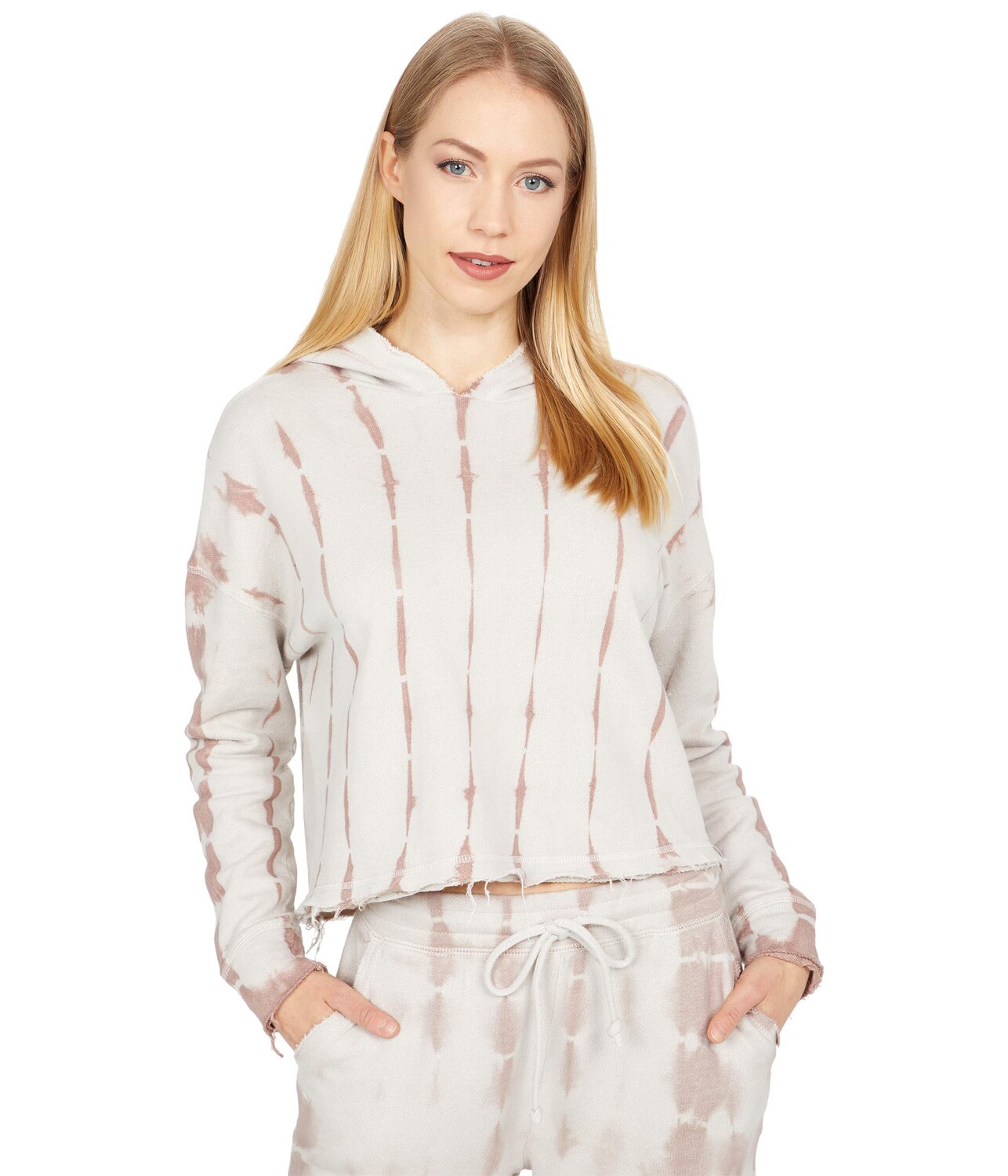

Худи Chaser, Linen French Terry Cropped Long Sleeve Pullover Hoodie w/ Raw, Белый