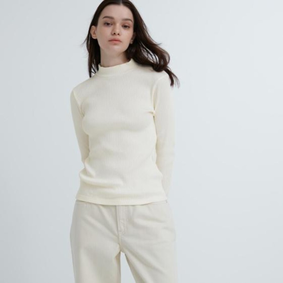 

Лонгслив Uniqlo Heattech Ribbed, молочно-белый