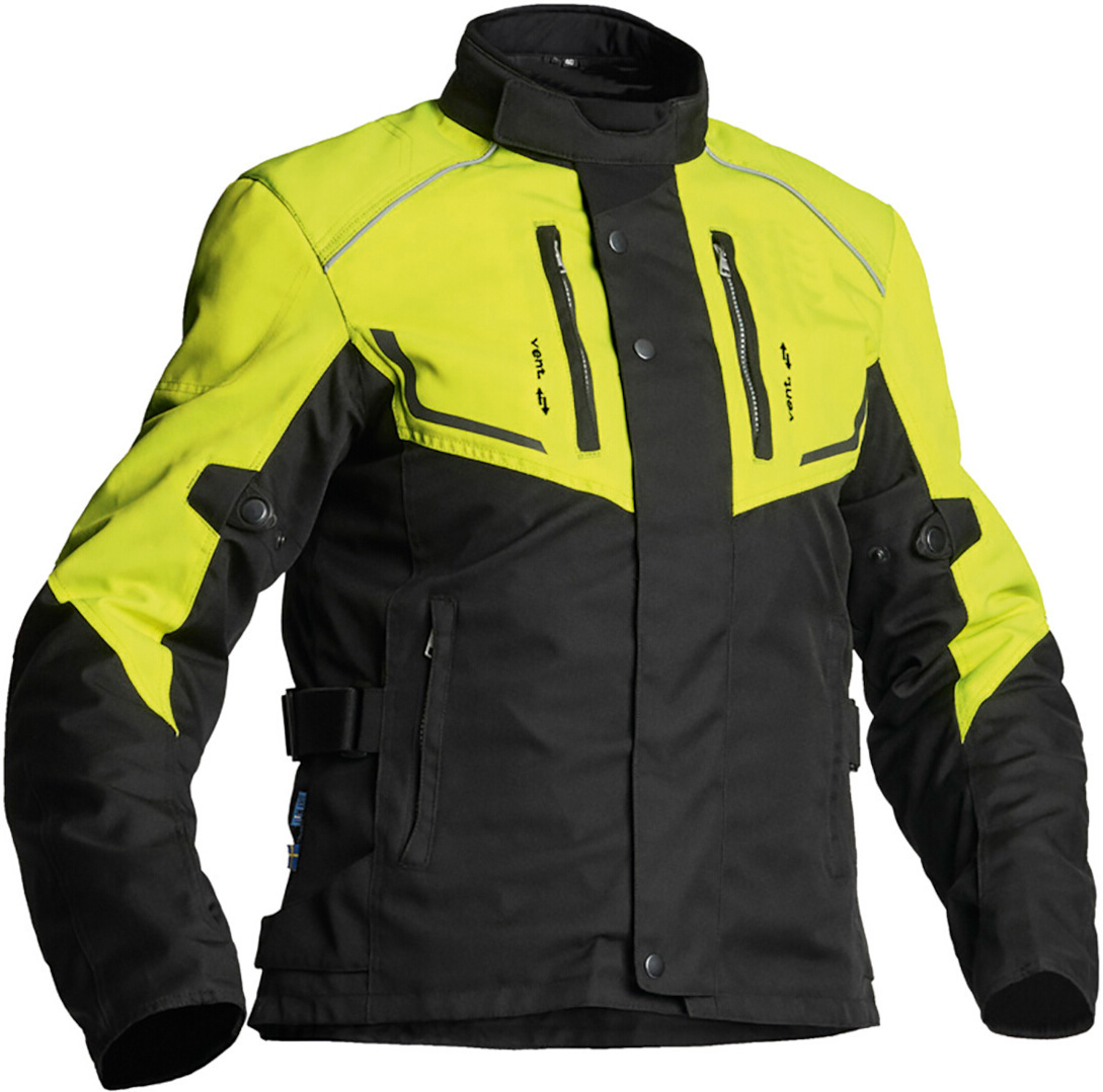 цена Куртка Lindstrands Halden Водонепроницаемая мотоциклетная текстильная, черно-желтая