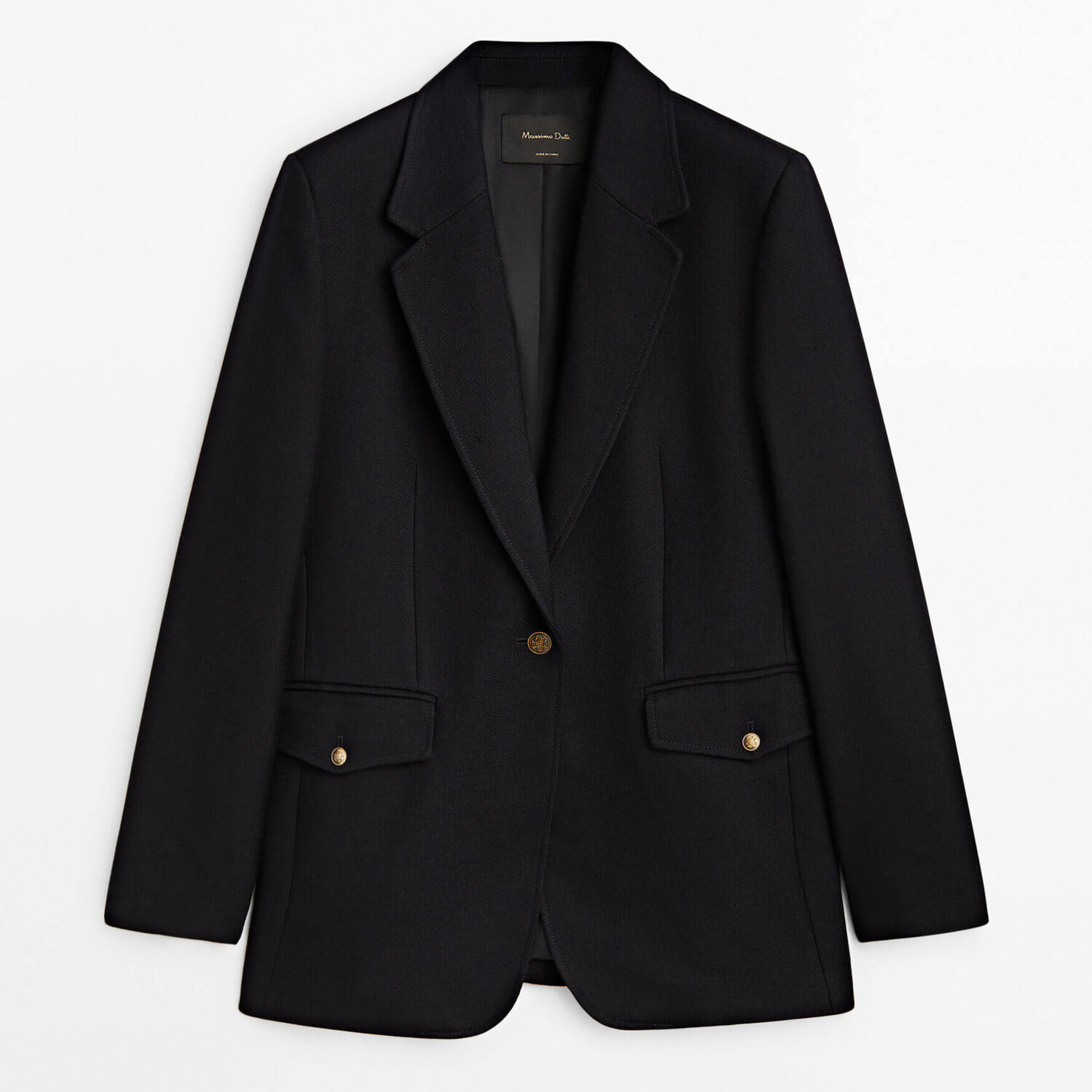 

Пиджак Massimo Dutti Twill With Buttons, серо-синий