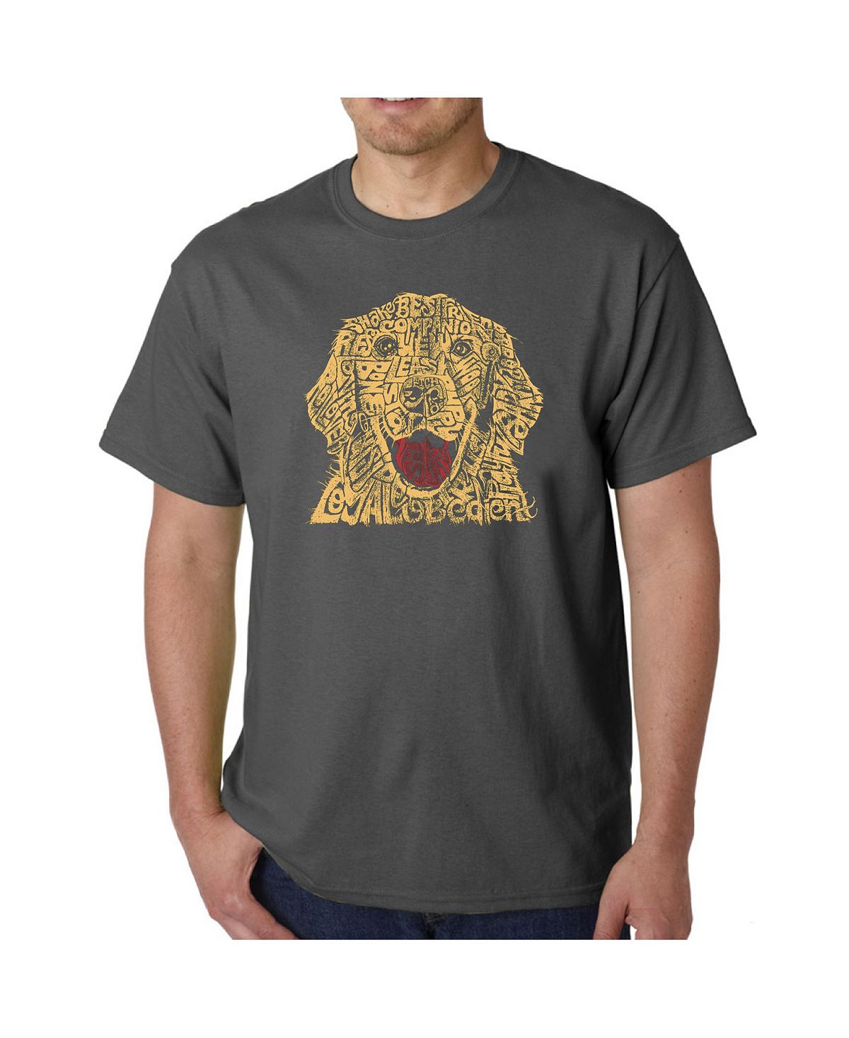 Мужская футболка word art - собака LA Pop Art, серый