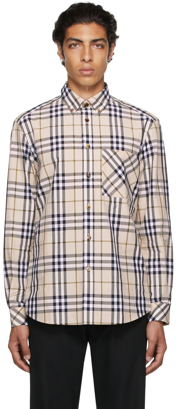 

Бежевая рубашка из поплина в клетку Burberry