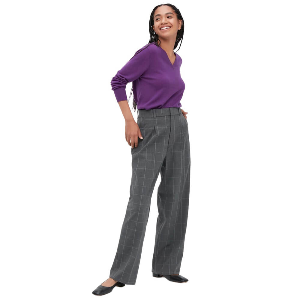 

Брюки Uniqlo Wide-Fit Pleated Pants (Windowpane), серый