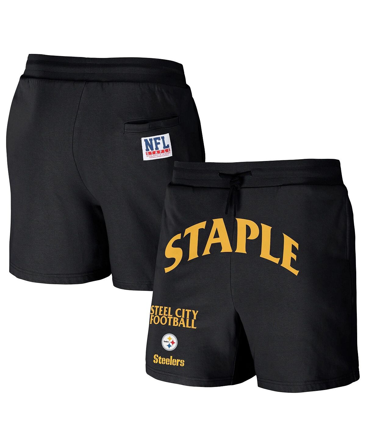 

Мужские шорты nfl x staple black pittsburgh steelers new age throwback vintage-like wash fleece short NFL Properties, черный