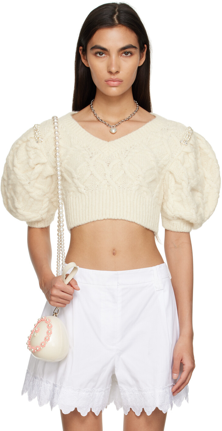 

Off-White Свитер с украшением Simone Rocha, Серый
