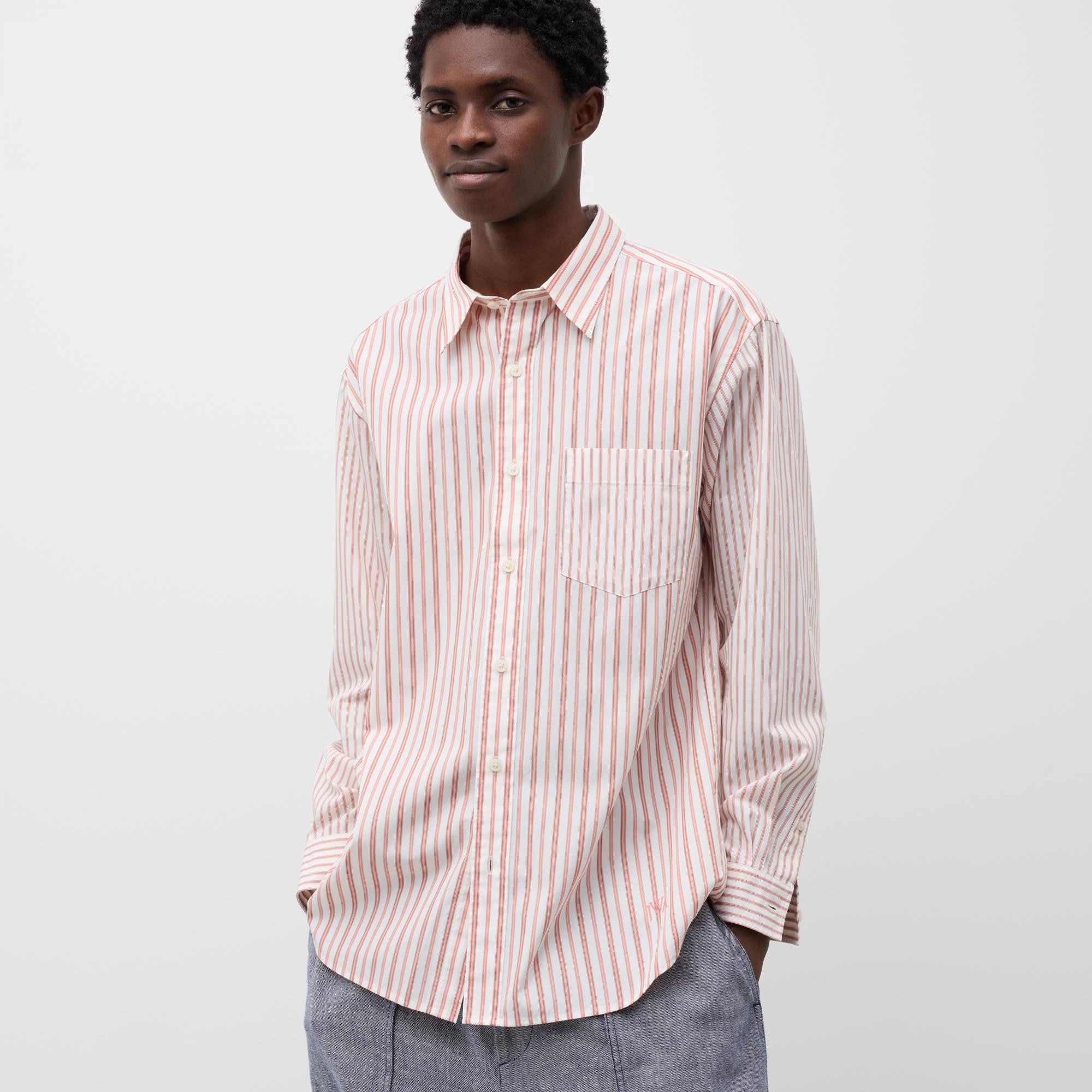 Рубашка Uniqlo х JW Anderson Extra Fine Cotton Broadcloth Regular Fit, розовый рубашка uniqlo extra fine cotton темно синий