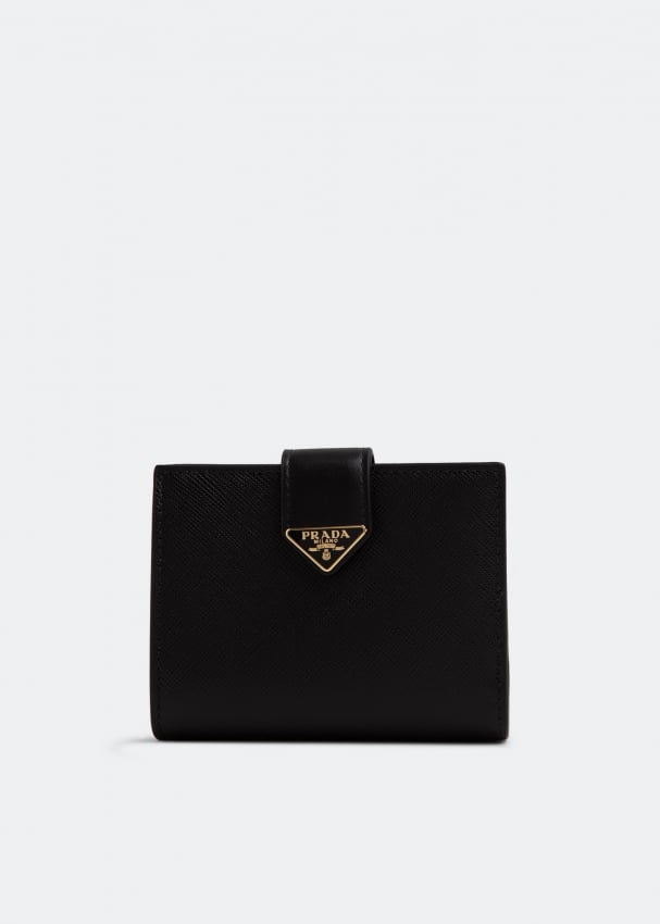 Кошелек PRADA Small Saffiano and leather wallet, черный