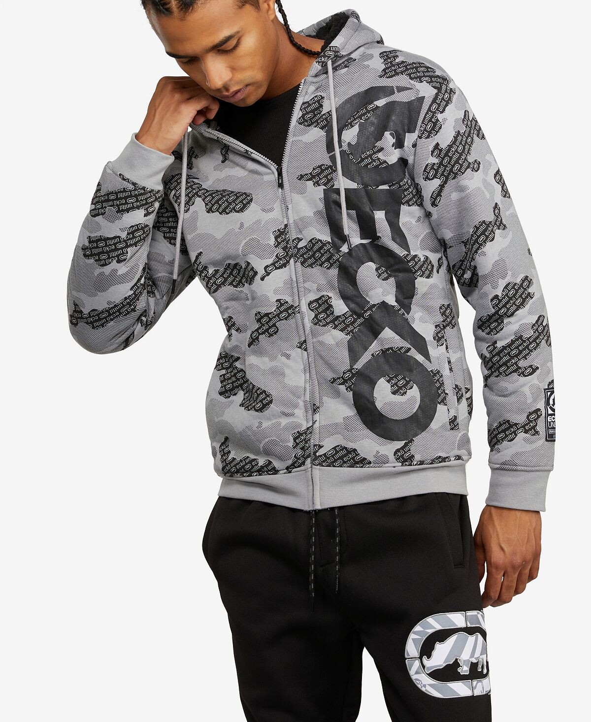 

Мужская толстовка с капюшоном far out sherpa Ecko Unltd, серый