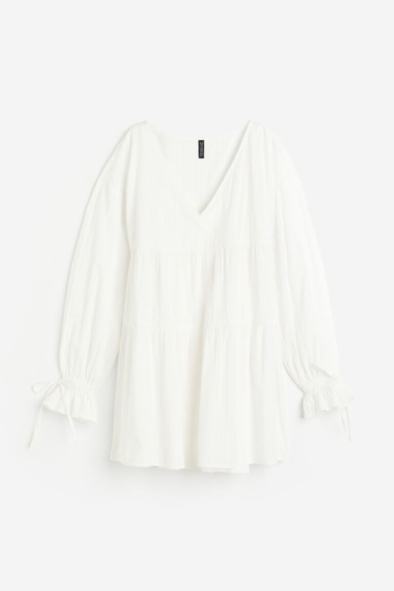 

H&M+ Платье-туника с кулиской, белый