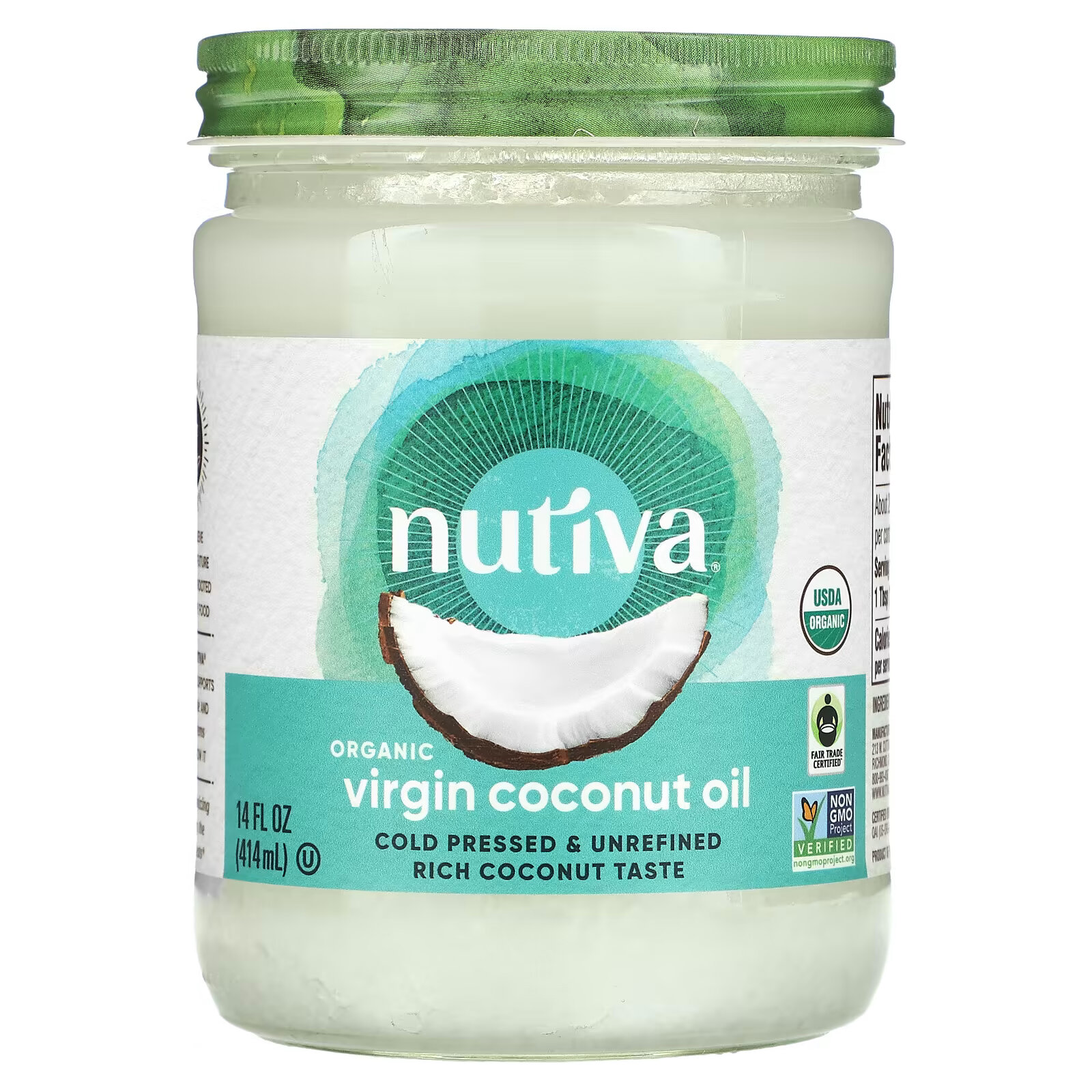 nutiva органическое кокосовое масло первого отжима 444 мл Органическое кокосовое масло Nutiva первого отжима