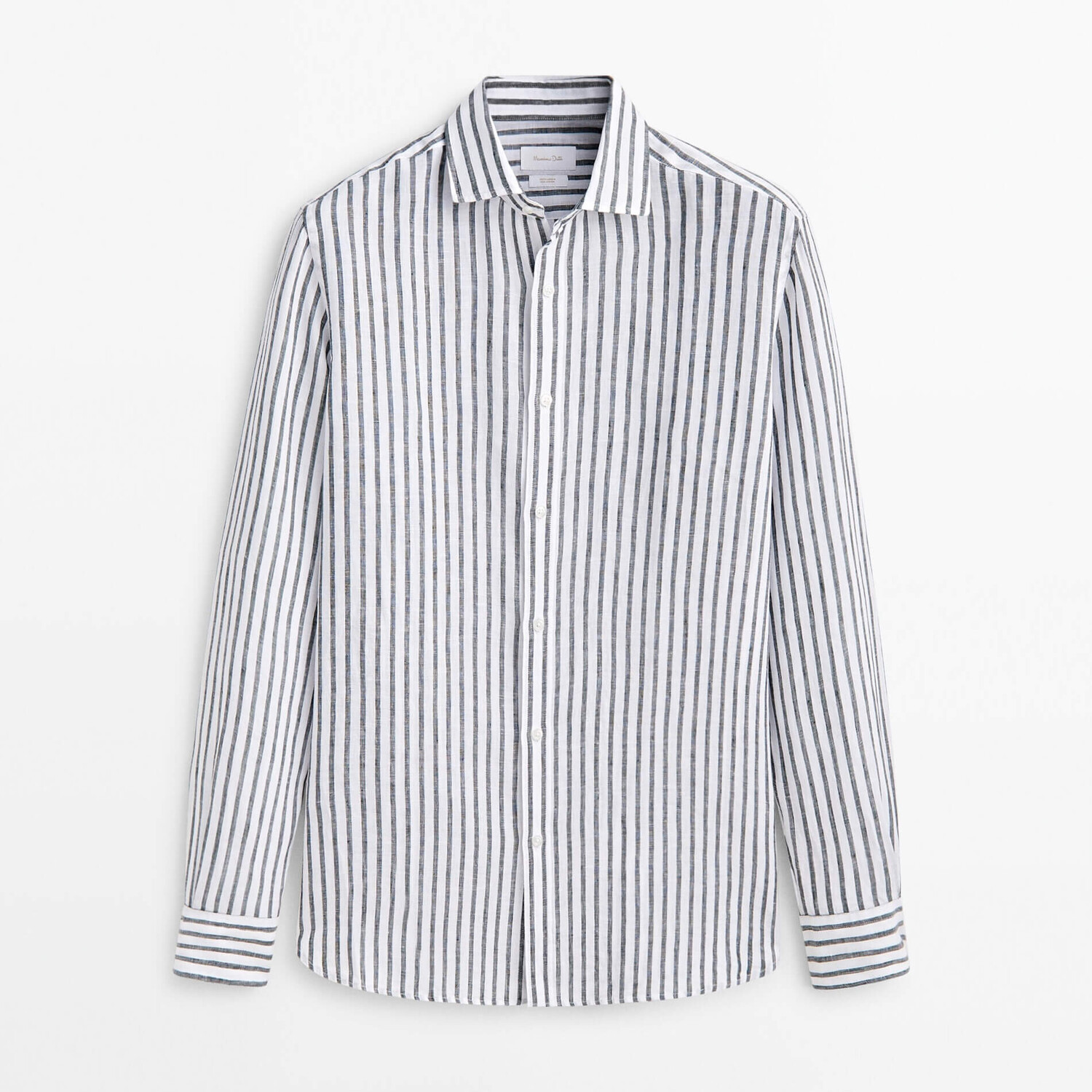

Рубашка Massimo Dutti Slim Fit Striped 100% Linen, зеленый
