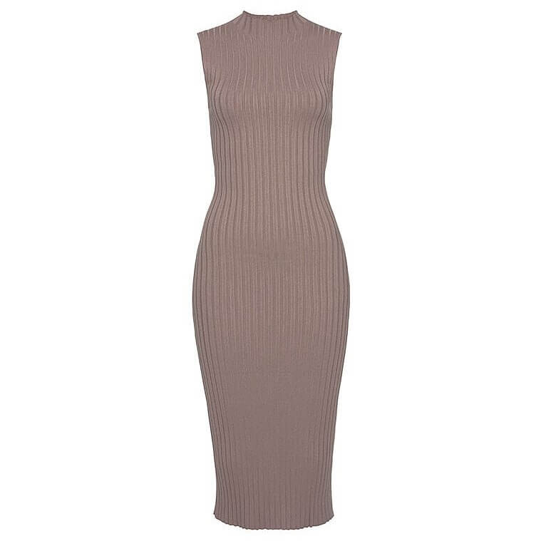 

Платье Lascana Ribbed Mockneck Midi, коричневый