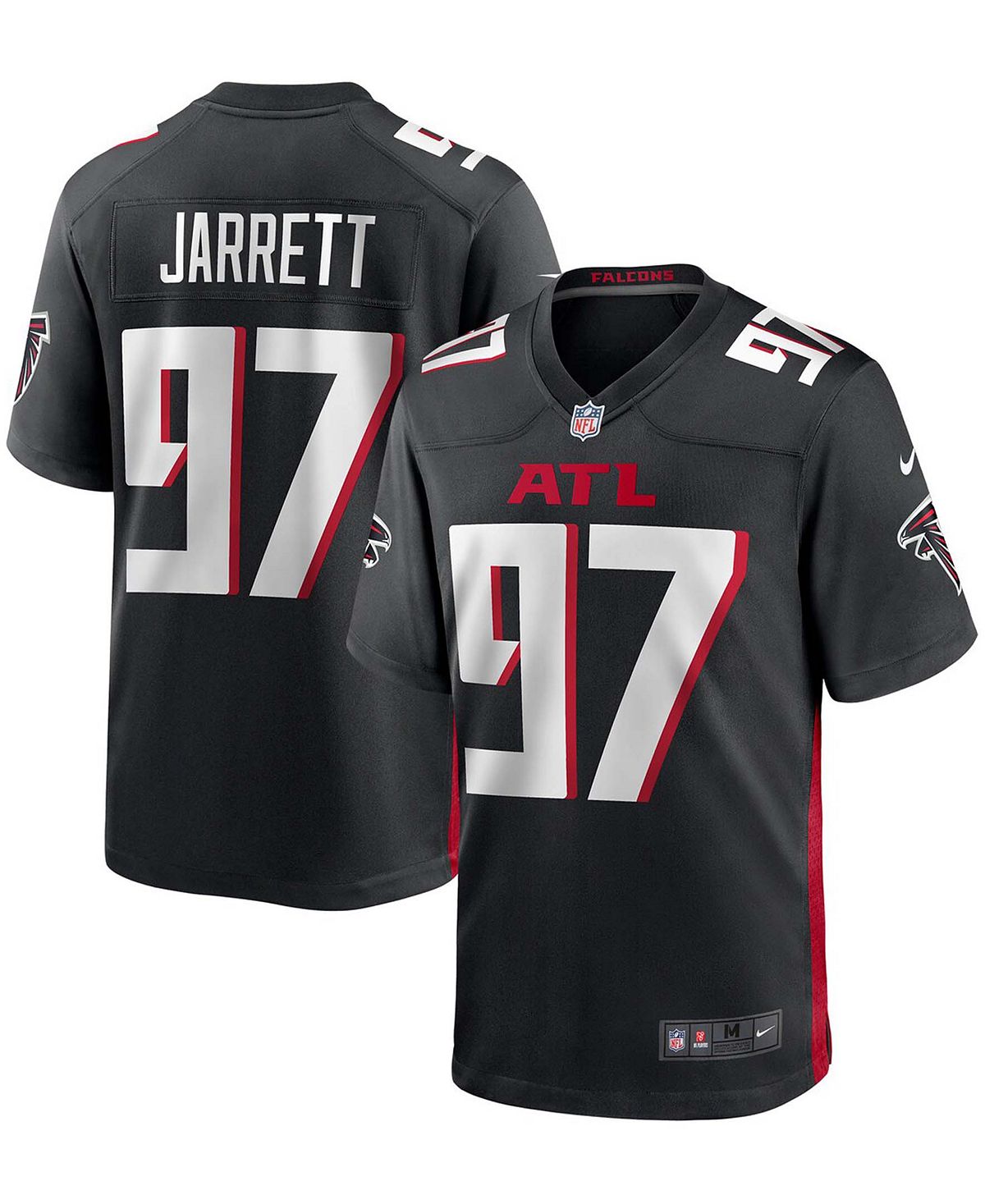 Мужская футболка grady jarrett black atlanta falcons game jersey Nike, черный atlanta