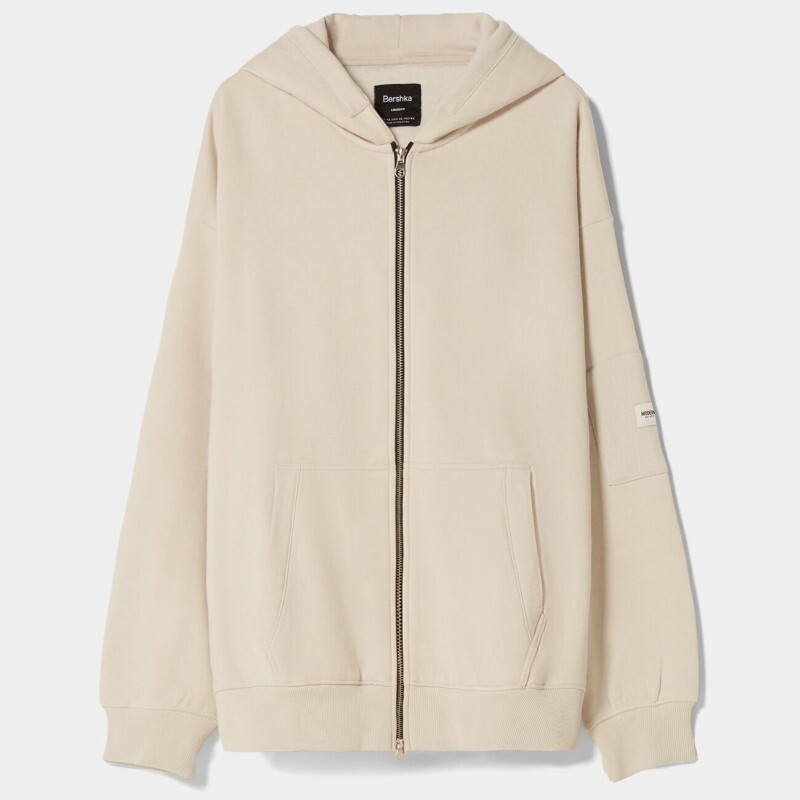 

Толстовка Bershka Zip-up, бежевый