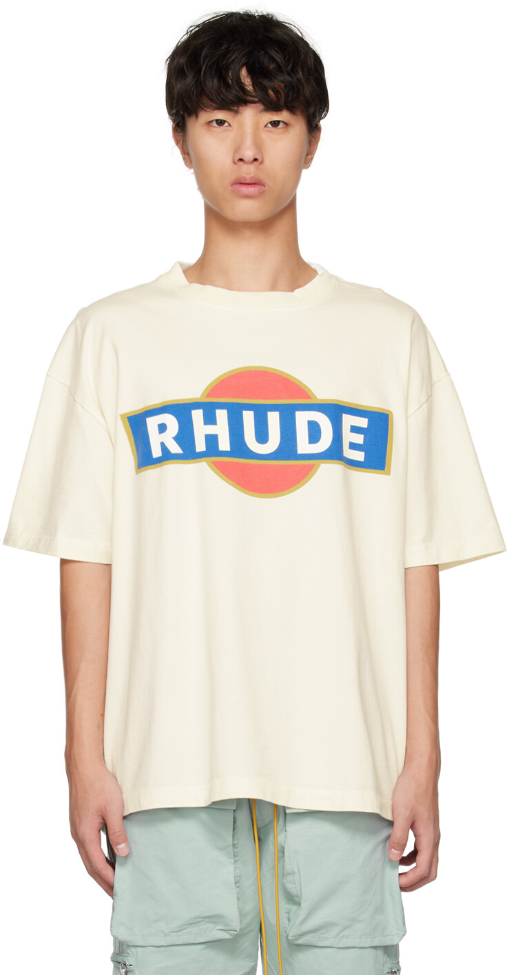 

Белая винтажная футболка-гонщик Rhude