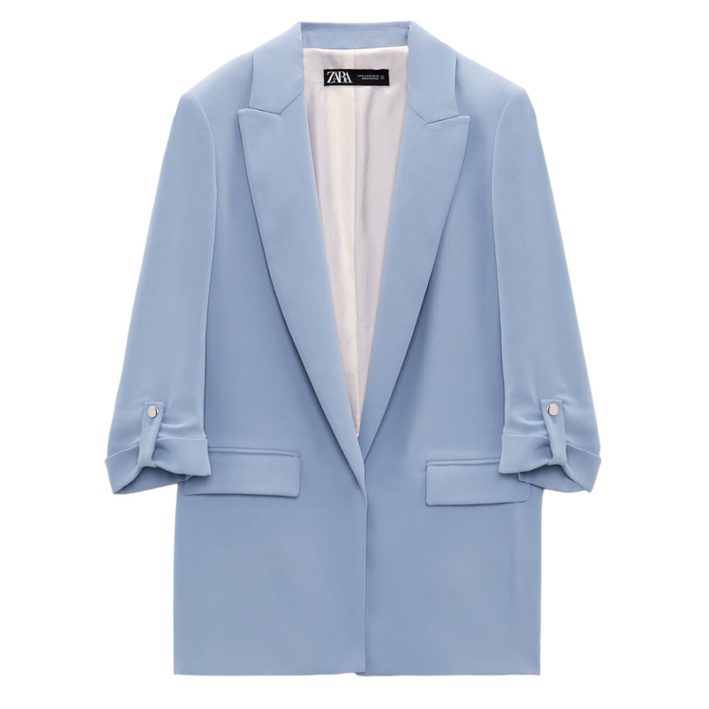 

Блейзер Zara Rolled-up Sleeves, голубой