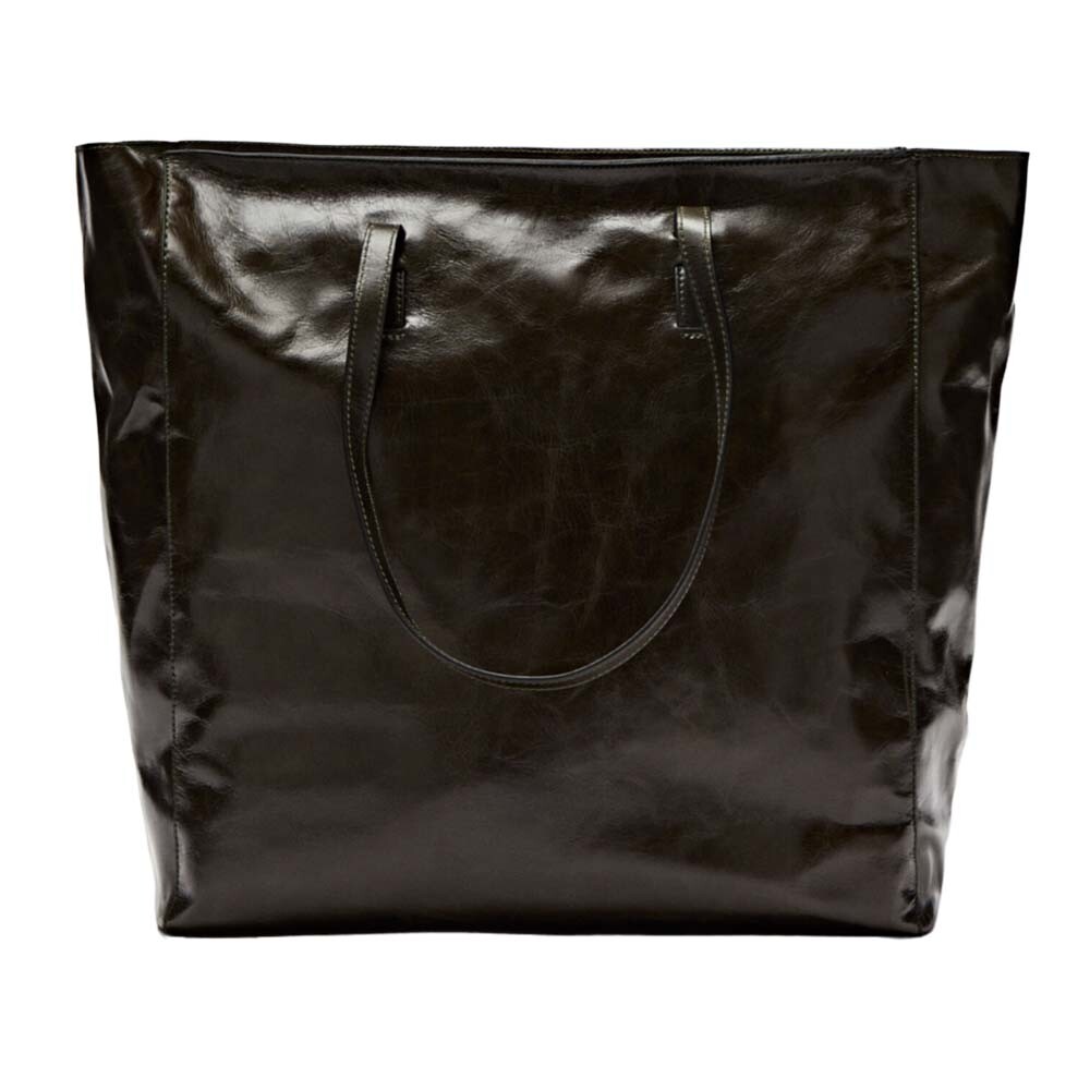 

Сумка-шоппер Massimo Dutti Leather With A Cracked Finish, зеленый