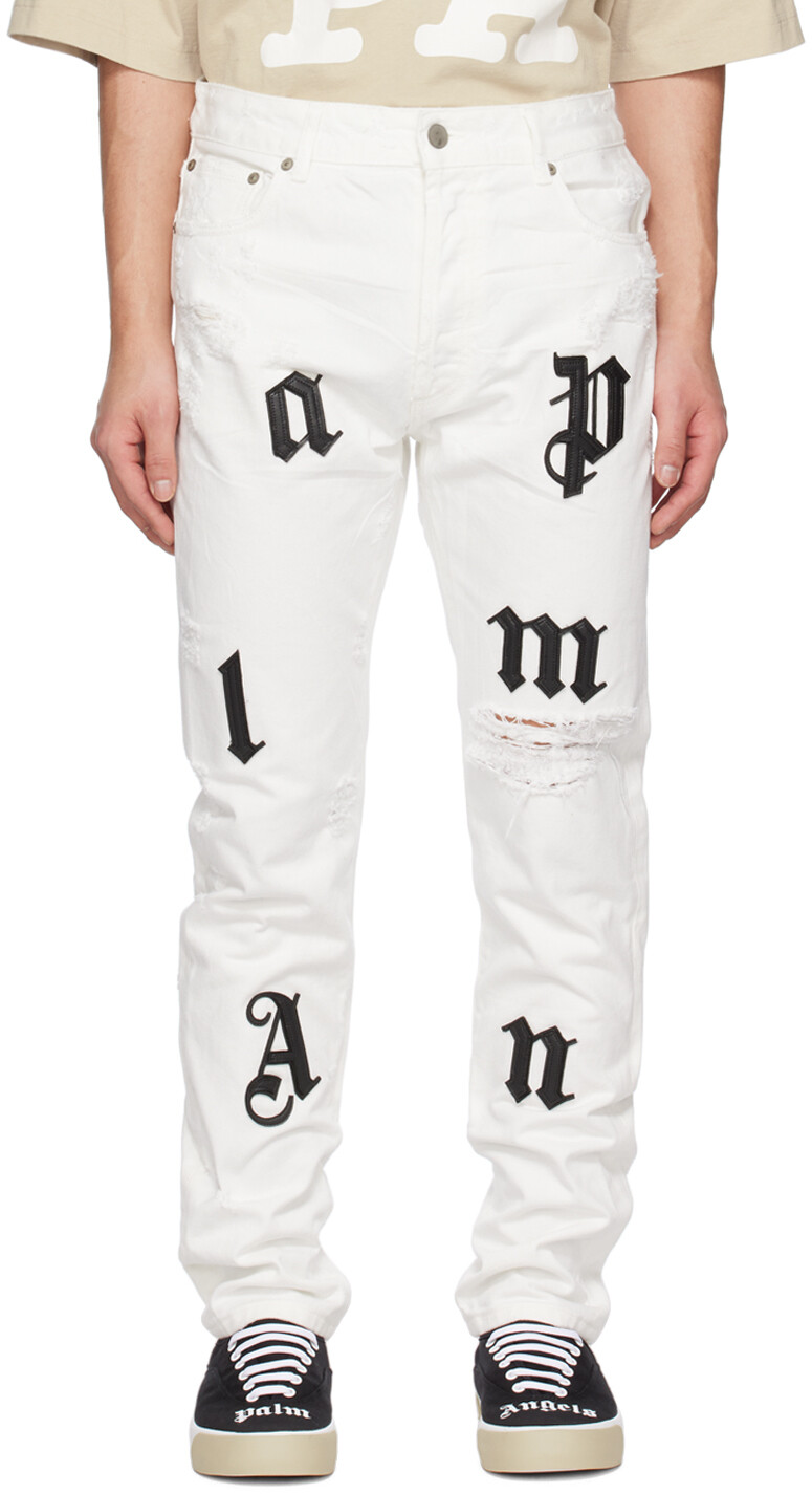 

Белые рваные джинсы Palm Angels