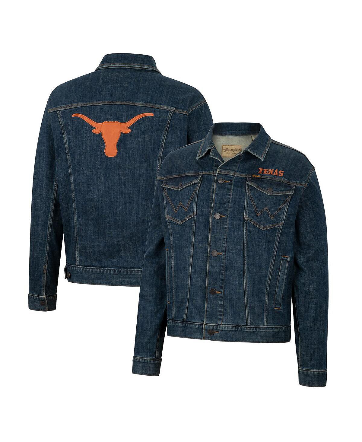 Мужская джинсовая куртка на пуговицах в стиле ретро x wrangler navy texas longhorns Colosseum, синий - фото