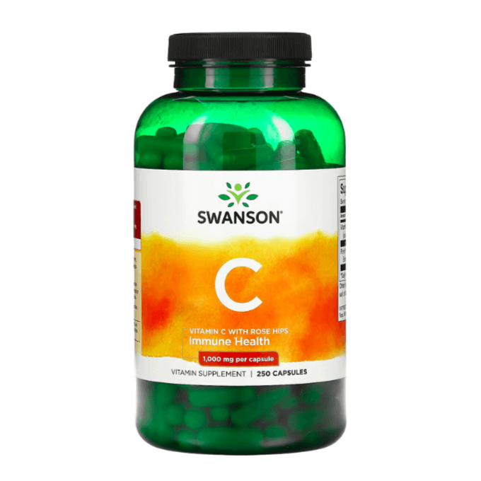 Витамин С с плодами шиповника Swanson 1000 мг, 250 капсул витамин с с плодами шиповника swanson 1000 мг 250 капсул