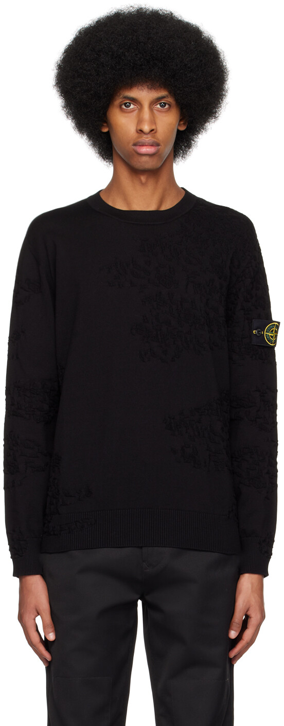 

Черный текстурный свитер Stone Island