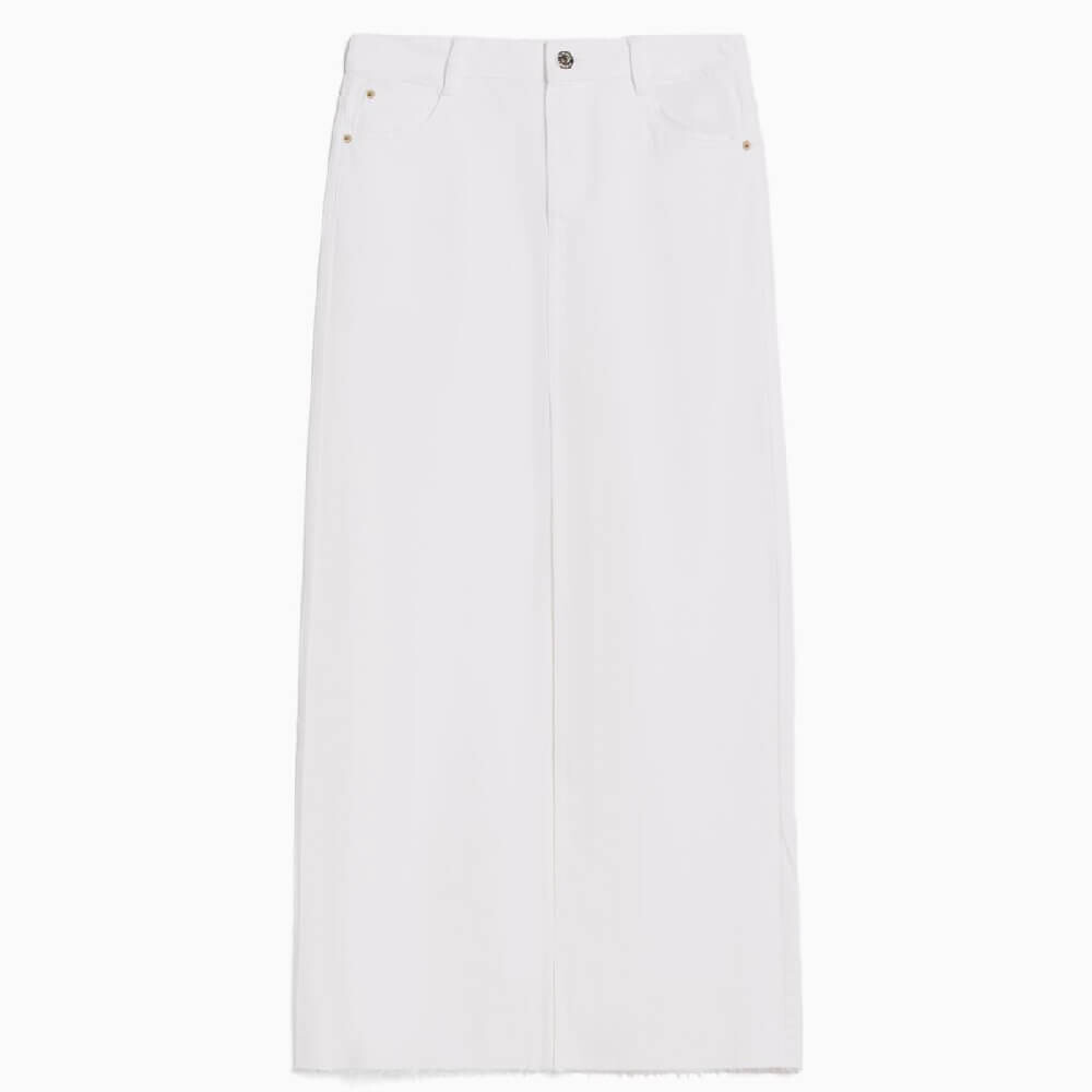 

Юбка Bershka Cotton Twill Midi Front Slit, белый