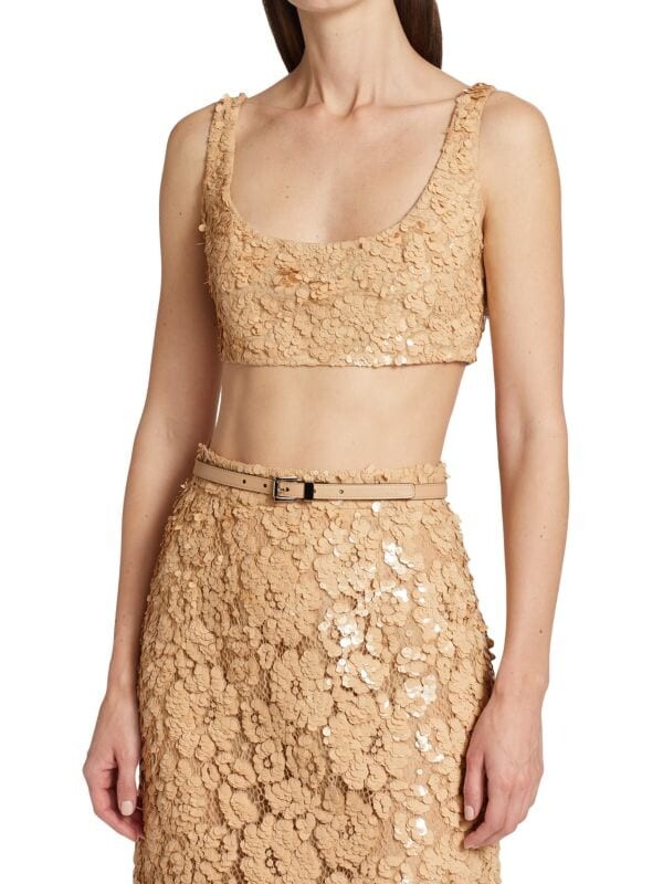 

Бюстгальтер Michael Kors Collection Large Floral Lace с круглым вырезом и пайетками, желтый