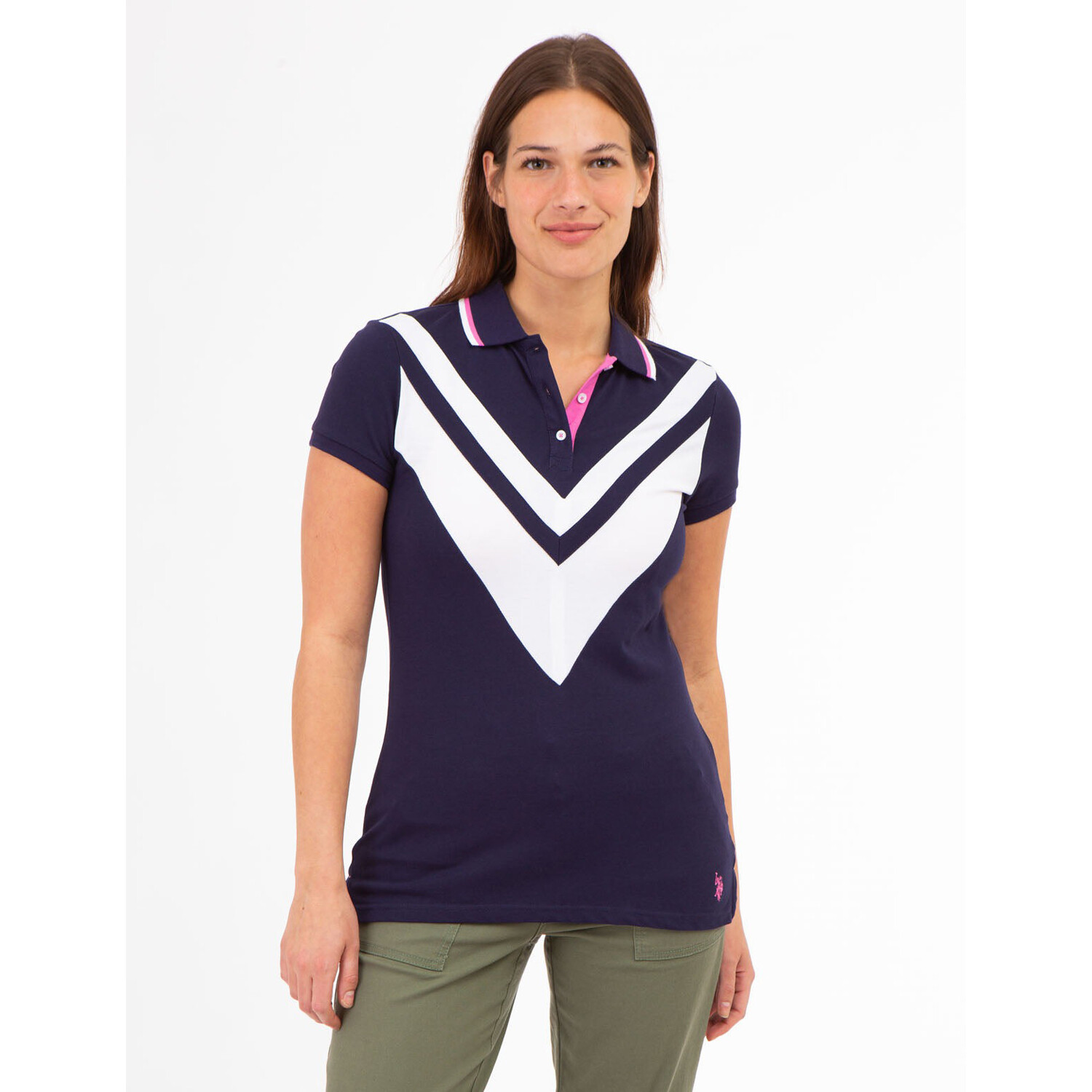 

Футболка-поло U.S. Polo Assn. Double Chevron Tipped, темно-синий