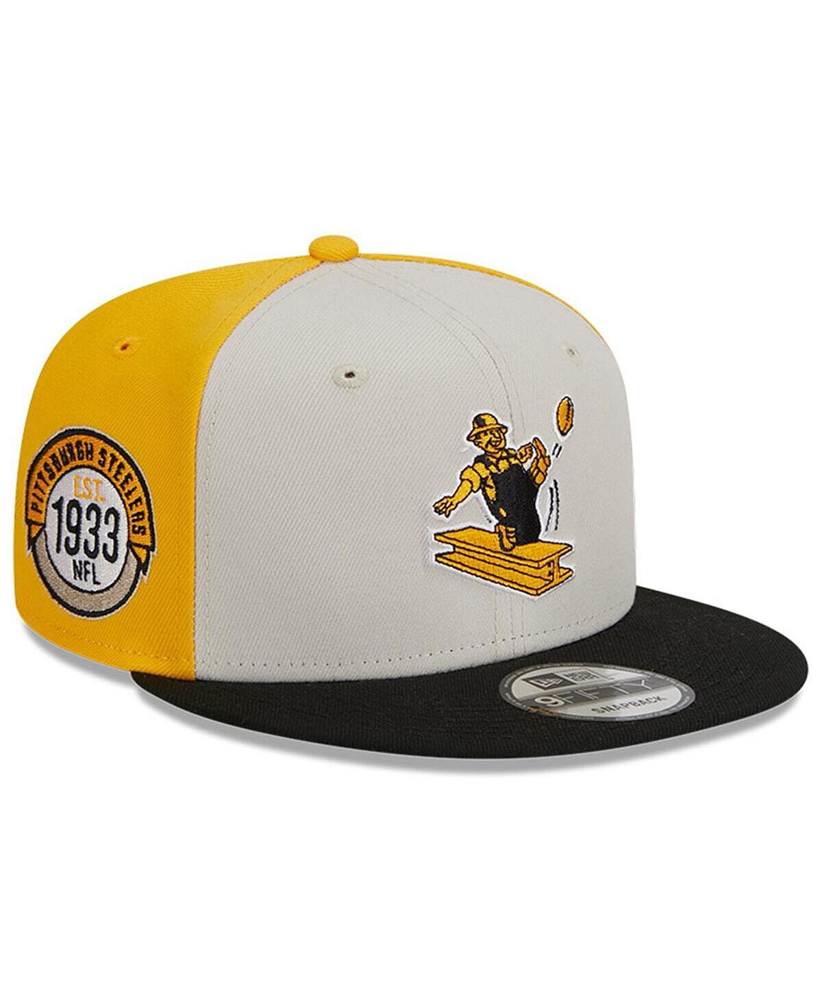 

Мужская кремовая черная кепка Pittsburgh Steelers 2023 Sideline Historic 9FIFTY Snapback New Era