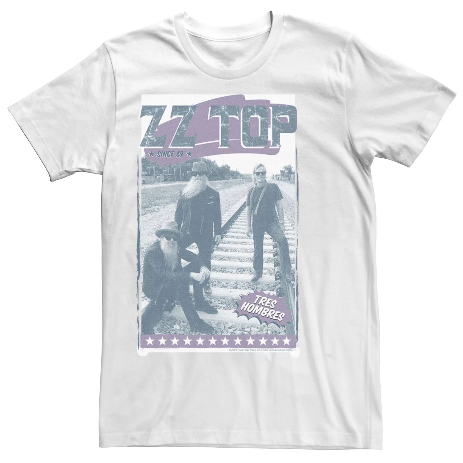 Мужская футболка с длинными рукавами и графическим рисунком ZZ Top Tres Hombres Railroad Licensed Character