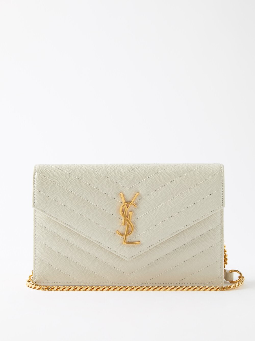 

Cassandre стеганая кожаная сумка на плечо с логотипом ysl Saint Laurent, бежевый