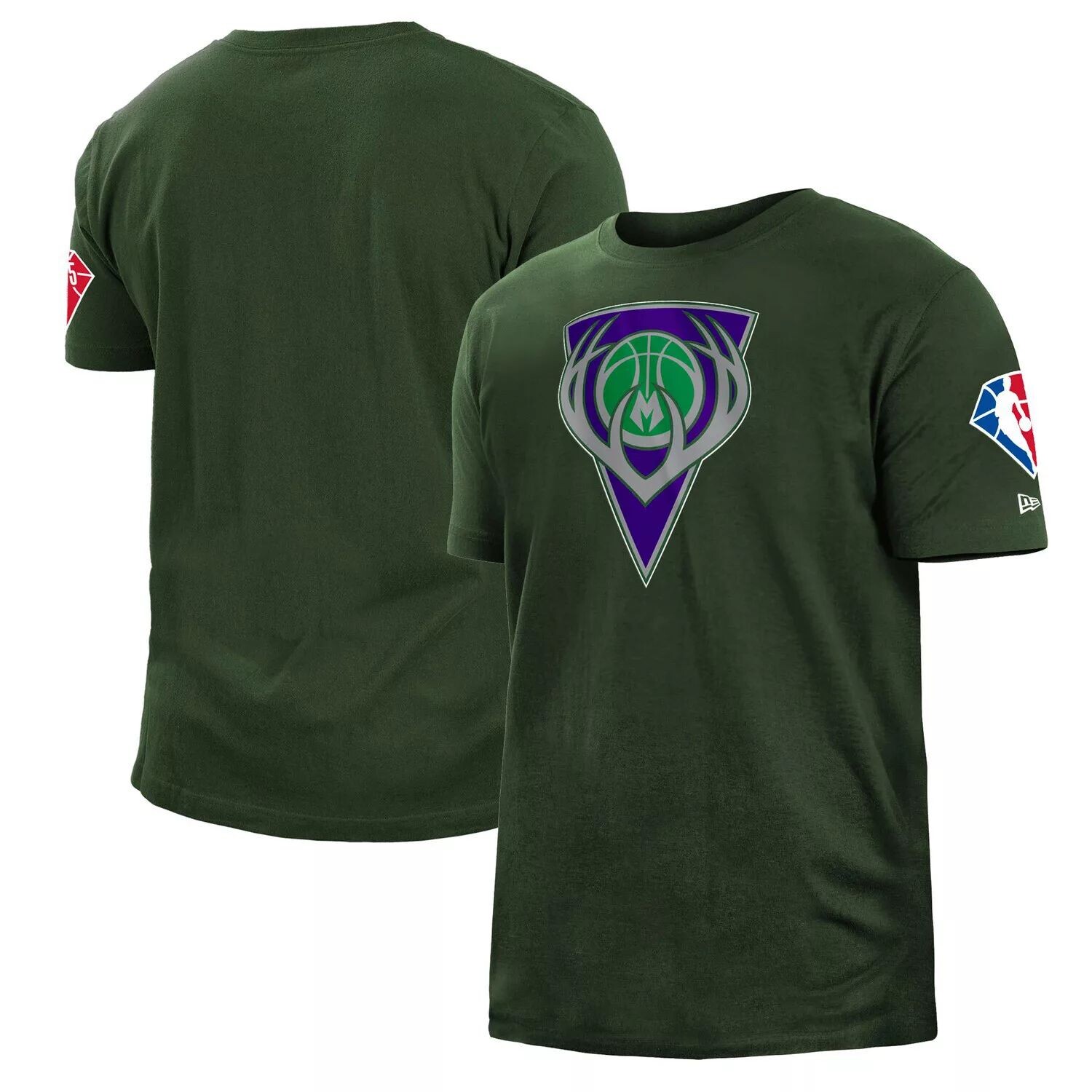 

Мужская футболка из матового джерси New Era Hunter Green Milwaukee Bucks 2021/22 City Edition