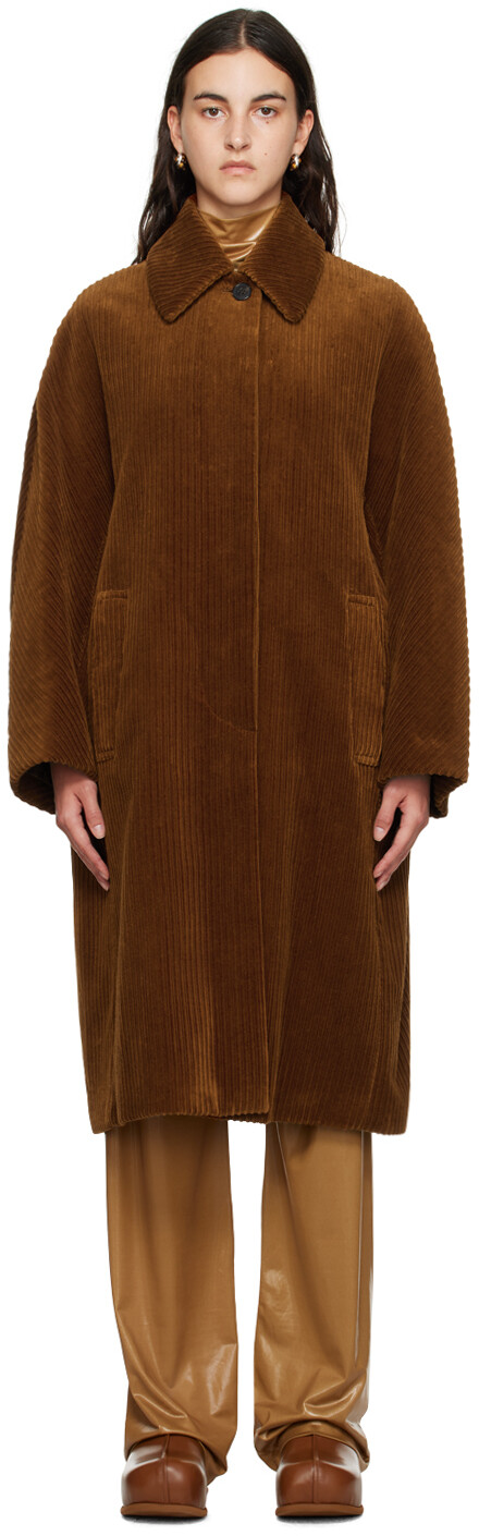

Коричневое пальто с раздвинутым воротником Dries Van Noten, Коричневый