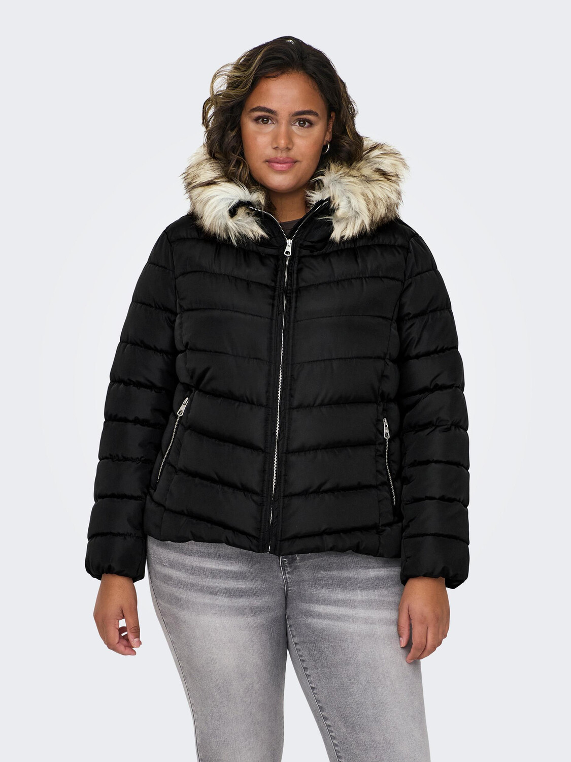 

Пуховик ONLY Stepp Winter Jacke Plus Size Übergröße CARNEW, черный