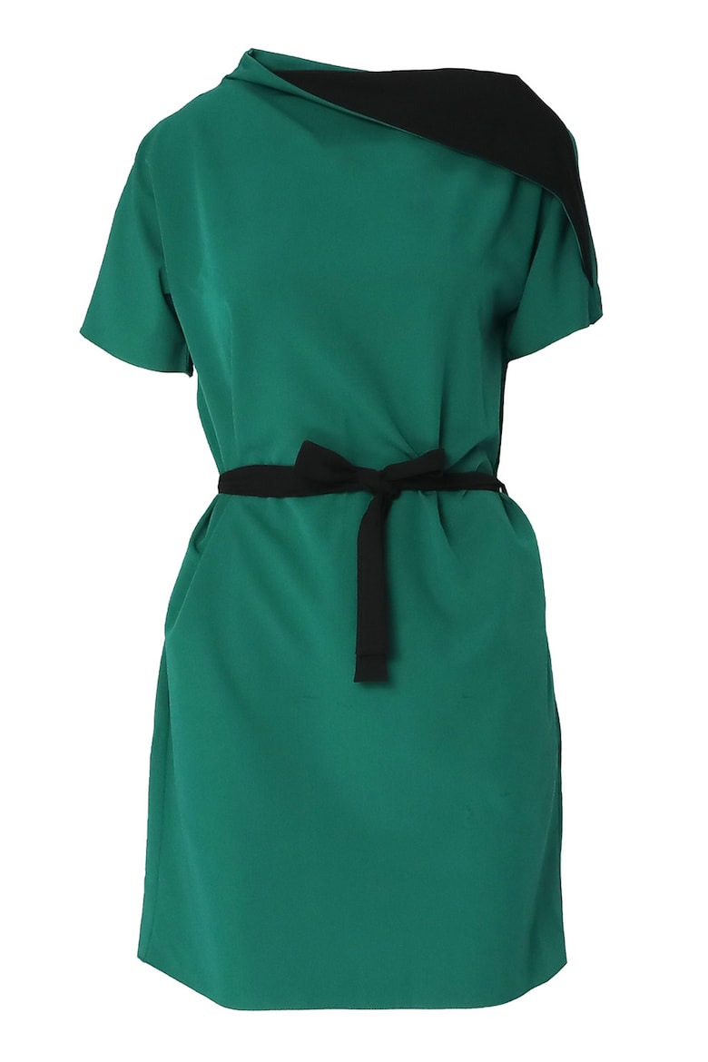 Короткое платье с контрастным воротником Larisa Dragna, зеленый