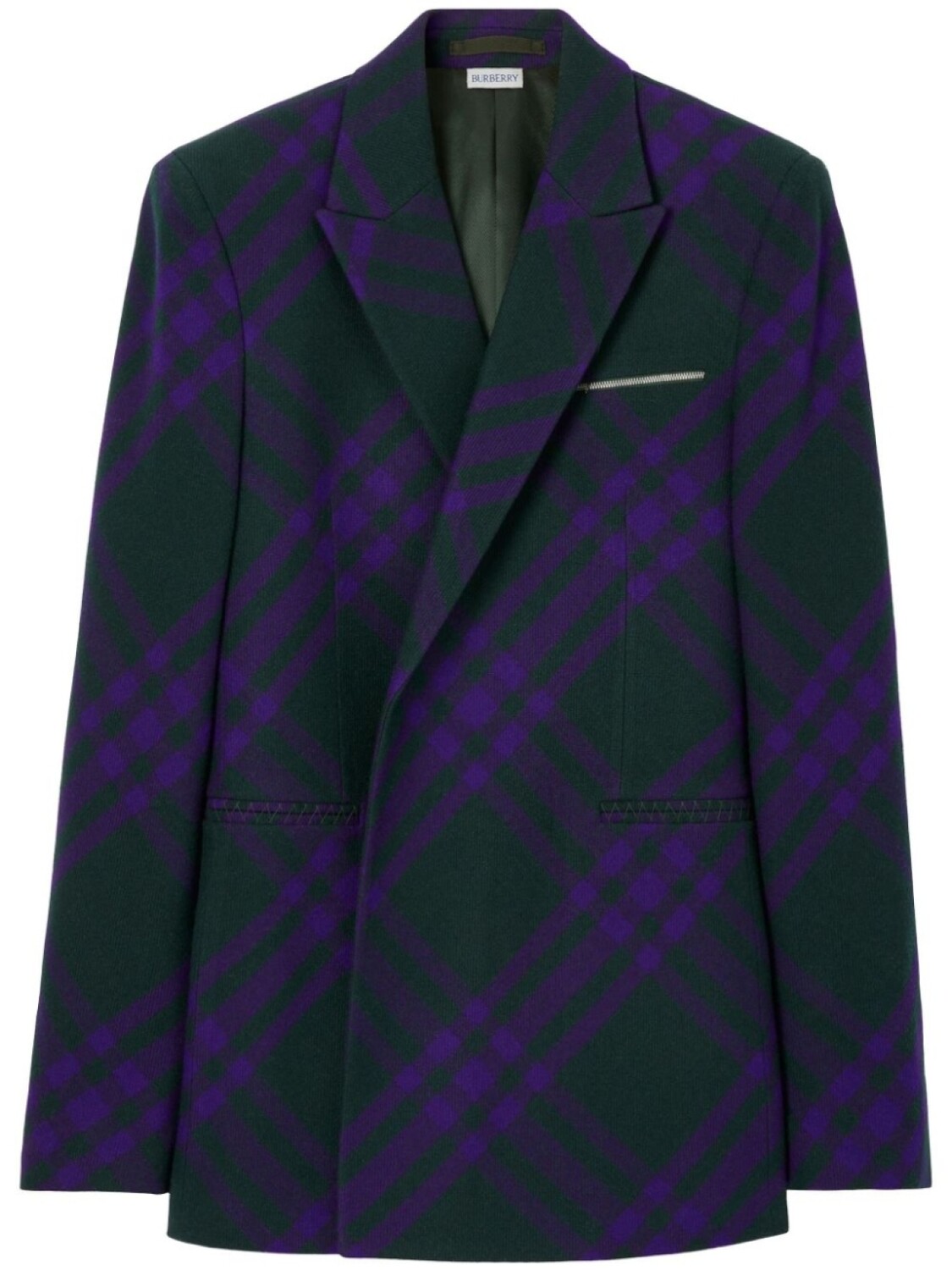 

Burberry двубортный пиджак в клетку, зеленый
